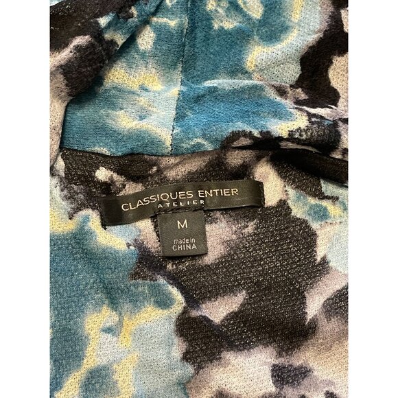 Y2K Silk Blend wrap V-neck top abstract floral print work classic cap sleeve - Picture 6 of 10